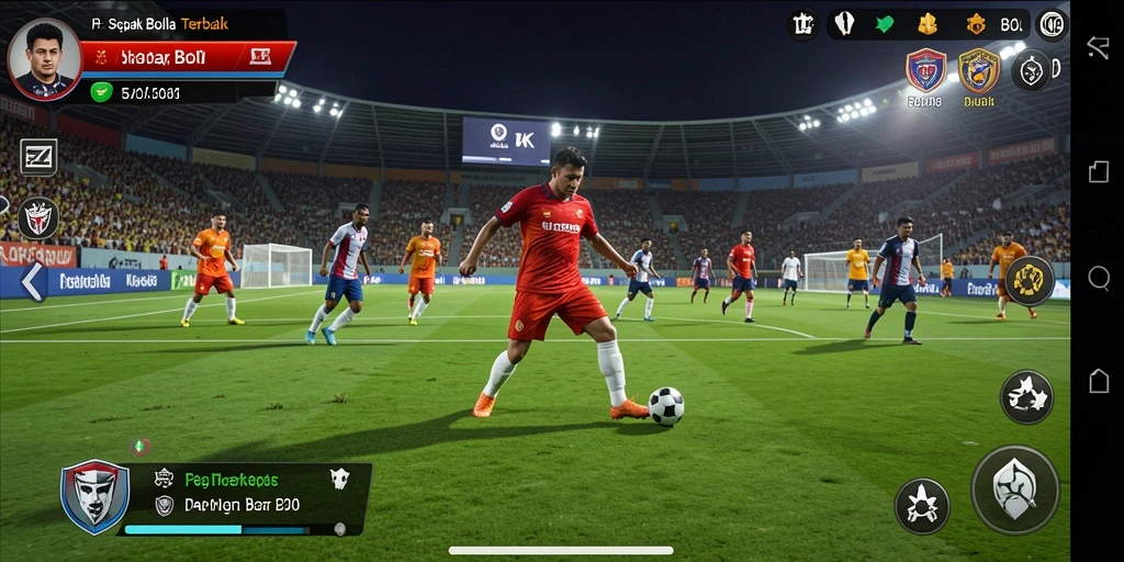 Tampilan menarik dari gameplay sepak bola yang mendebarkan.