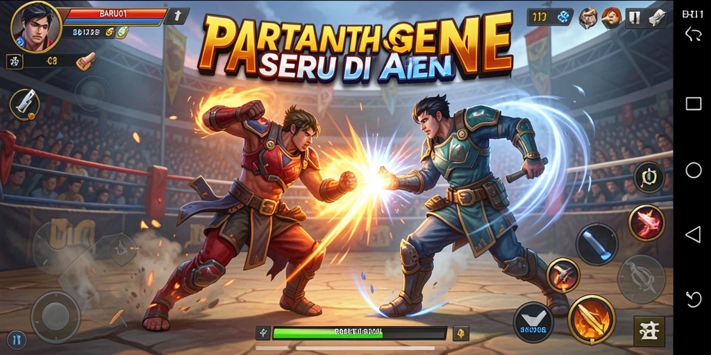 Screenshot utama BARU01 menampilkan aksi pertarungan yang mendebarkan.