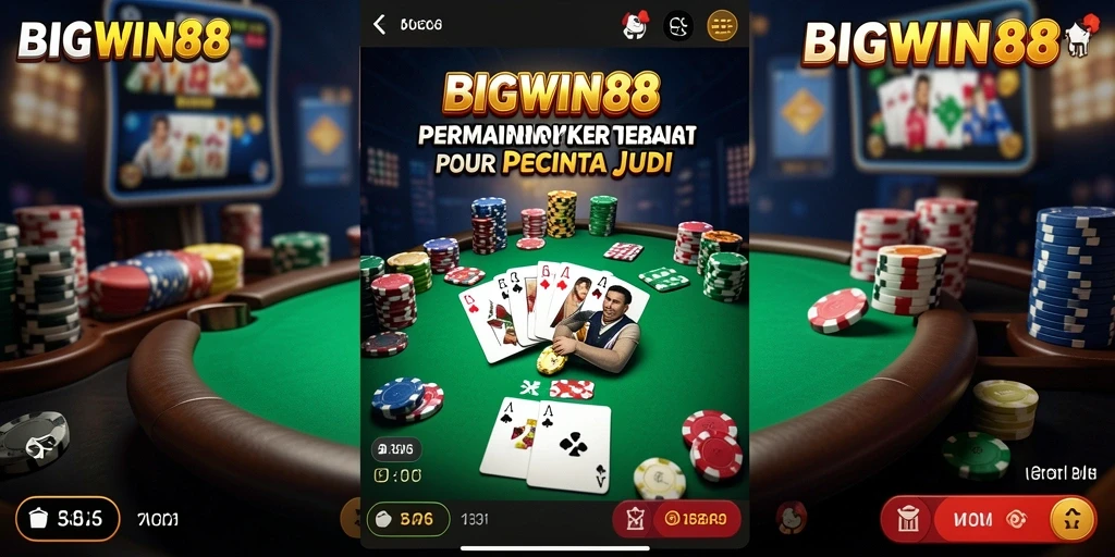 Tampilan gameplay Poker yang menarik dan seru di BIGWIN88.