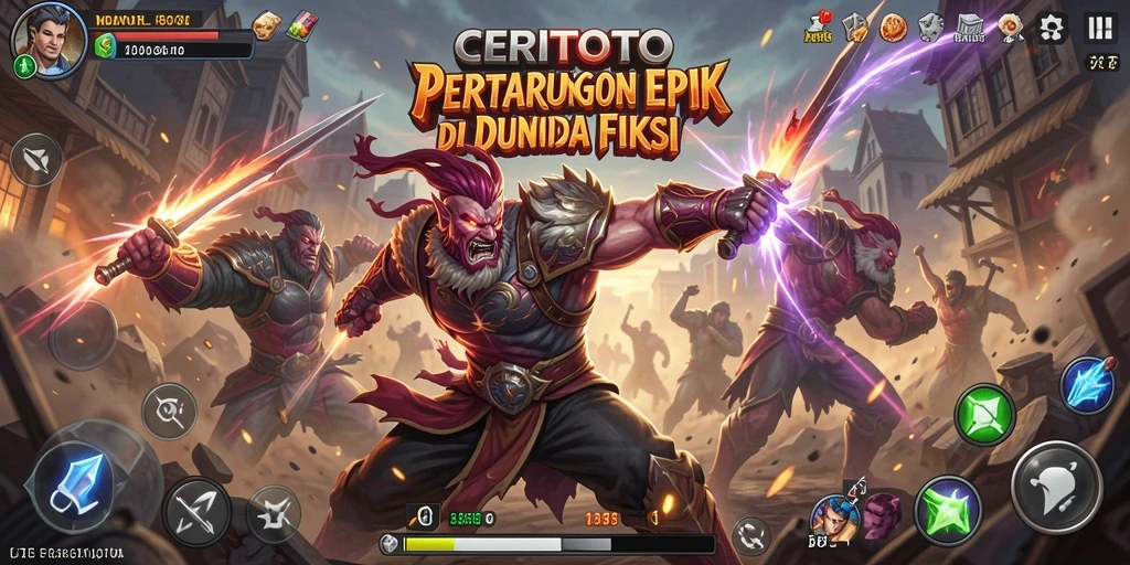 Tampilan utama gameplay CERITOTO yang menampilkan aksi pertarungan yang seru.