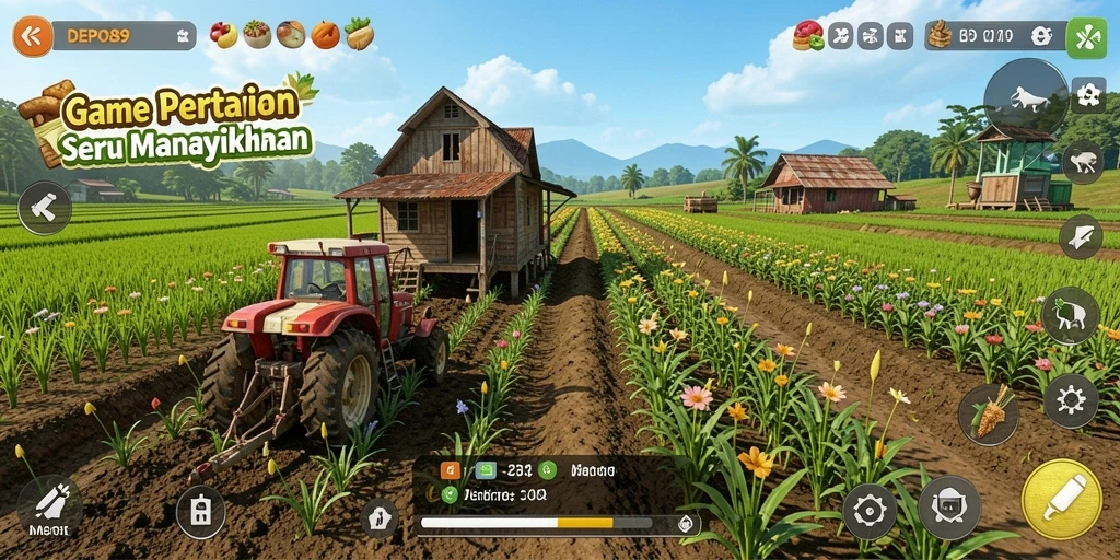 Tampilan gameplay seru dari DEPO89 dengan ladang subur.