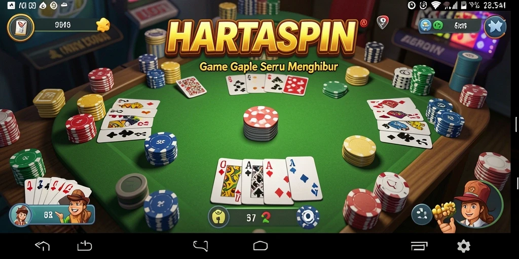 Screenshot HARTASPIN menampilkan gameplay Gaple yang seru dan interaktif.