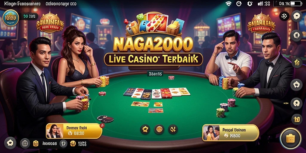 Tampilan screenshot NAGA2000 menunjukkan dealer profesional dan suasana permainan kasino yang nyata.