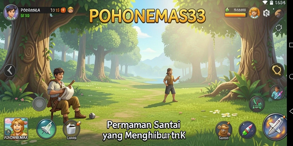 Screenshot gameplay POHONEMAS33 yang penuh warna dan menyenangkan.