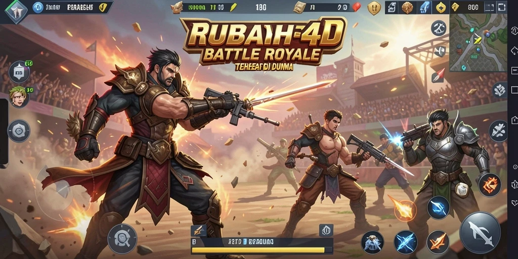 Tampilan gameplay RUBAH4D dengan pertarungan intens Battle Royale.
